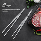 HOTEC Kitchen Tweezers Tongs Stainless Steel Professional Chef Tweezers, Set of 2-12inch Extra-Long Food Tongs for Cooking,Grill and Baking