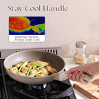 PRICUSIS Nonstick Frying Pan, 8/10/12 Inch Stain/Scratch/Crack Proof Chef Pan, Healthy Skillet, PFOA Free Omelet Pan, Dishwasher & Oven Safe, Induction Compatible (8-Inch, Natural Linen)