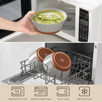 MALACASA Soup Bowls, Ceramic Salad Bowls Set of 4, 36oz Ceramic Bowls for Ramen, Cereal, Fruit and Pho, Microwave & Dishwasher Safe, Speckled Deep Bowls, Grey & Brown