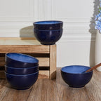 Pokini 22 Oz Ceramic Cereal Bowls, 5.5 Inch Microwave & Dishwasher Safe Lead-free Soup Bowls Light Blue Bowls for Kitchen for Pasta Oatmeal Salad Dessert