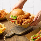 ZORRITA 5 LB Extra Large Paper Food Trays, 100 Pack Disposable Nacho Trays Kraft Paper Food Boats Party Serving Baskets for Sandwiches Burgers Popcorns Snacks