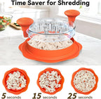 10" Pro Chicken Shredder Tool Twist Large for Kitchen, BPA-Free Food-Safe Meat Grinder, Visible Chicken Breast Meat Shredder with Strong Anti-Slip Bottom & Ergonomic Handle, Orange
