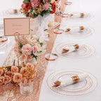 Liacere 350PCS Rose Gold Plastic Plates-Clear Rose Disposable Plates 50 Guests include 50 Dinner Plates,50 Salad Plates,50 Forks,50 Knives,50 Spoons,50 Cups,50 Napkins for Wedding & Mothers Day