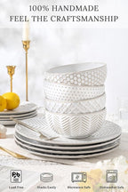 FOBENTA 24-Piece Ceramic Dinnerware Set with Mugs,Complete Plates and Bowls Set for 6,Stylish Dish Set with Coffee Cups for Hosting, Families, & Gift Giving