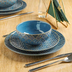 Sureasy Ceramic Cereal Bowls Set of 4-25 oz Blue Soup Bowls for Kitchen, Perfect for Soup, Pasta, and Salad, Microwave & Dishwasher Safe