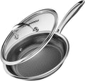 FogDream Non Stick Frying Pans, 12 Inch Stainless Steel Skillet with Tempered Glass Lid Tri-Ply Stainless Steel for All Cooktops, Dishwasher & Oven-Safe Cooking Pan, Stay-Cool Handle, Silver