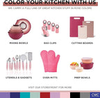 COOK WITH COLOR Silicone Cooking Utensils, Kitchen Utensil Set, Easy to Clean Silicone Kitchen Utensils, Cooking Utensils for Nonstick Cookware, Kitchen Gadgets Set, Standard, Pink