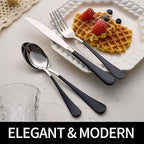 20-Pieces Black Silverware Sets for 4,Black Handle Stainless Steel Cutlery Set, Include Forks Spoons and Knives Set, Dishwasher Safe Utensil Sets for Home Restaurant
