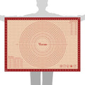Extra Large Silicone Pastry Mat for Counter Rolling Dough,28x20 Inch,0.75mm Thick,Non Slip Silicone Baking Mat with Measurement(28 x 20 In,Red)