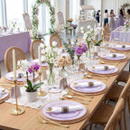 WDF Partyware 350PCS Purple Plates Disposable - Purple Plastic Plates 50Guests Lavender Disposable Dinnerware Sets with Rolled Napkins for Wedding/Birthday/Baby Shower/Mother's Day