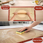 Silicone Pastry Mat with Measurements, 36 x 24 Inch Extra Thick Non-Slip Nonstick XL Baking Mat for Dough Rolling, Kneading, Fondant and Pie, Red