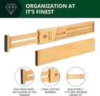 Bamboo Drawer Dividers Organizers, Adjustable Drawer Separator Splitters, 17–22 Inches Expandable Drawer Divider Organizer for Large Utensils, Kitchen, Bedroom, Dresser & Office Drawers 4-Pack