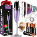 Zulay Kitchen Powerful Milk Frother Wand With 4 AA Duracell Batteries - Ultra Fast Handheld Drink Mixer - Electric Whisk Foam Maker for Coffee, Lattes, Cappuccino, Matcha & Creamer