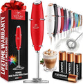 Zulay Kitchen Powerful Milk Frother Wand With 4 AA Duracell Batteries - Ultra Fast Handheld Drink Mixer - Electric Whisk Foam Maker for Coffee, Lattes, Cappuccino, Matcha & Creamer