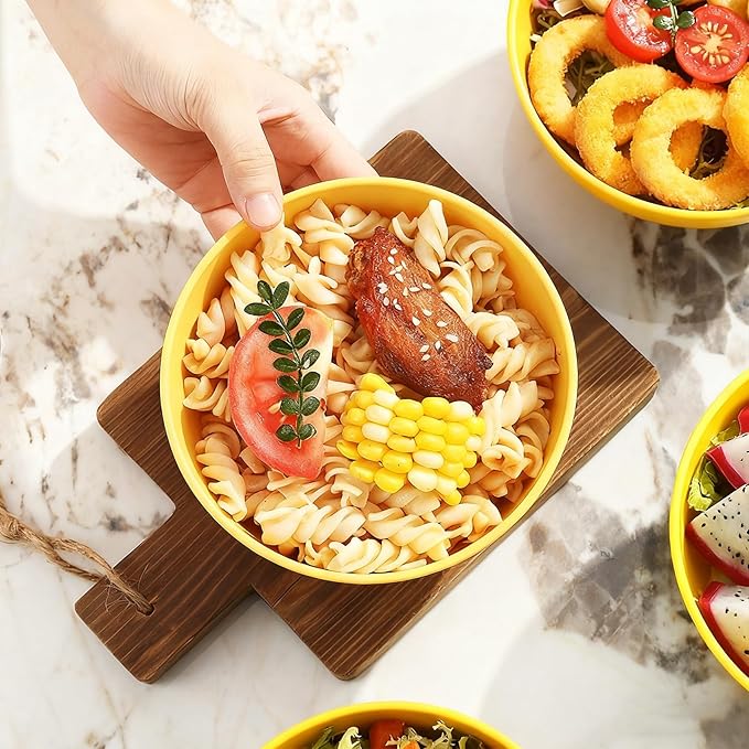Unbreakable Wheat Straw Cereal Bowls Set of 4, 24 OZ Microwave and Dishwasher Safe Lightweight Soup and Salad Bowl Sets, Reusable Dessert Bowls for Rice, Pasta, Snack, Fruit, BPA Free (Yellow)