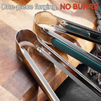 Stainless Steel Kitchen Tong Set - Anti-Slip Heat-Resistant Grip, Widened 3-Line Slotted Heads for Easy Clamping (Steaks, BBQ, Pasta, Salads), Easy Clean for Versatile Use Set of 3-11", Silver