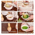 Matcha Whisk Set, Lotus Gradient Green Ceramic Matcha Set Includes Matcha Bowl, Matcha Whisk (Chasen) and Holder, Sifter, Bamboo Scoop & Spoon - 6 Pcs Matcha Kit for Matcha Lovers