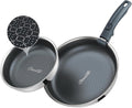 Hybrid Non Stick Frying Pans Set 3-Piece, 8 & 9.5 Inch Tri-Ply Stainless Steel Pans Set with Detachable Handle, PFOA Free Kitchen Skillets for All Cooktops, Dishwasher & Oven-Safe Cooking Pan