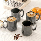 HASENSE 15oz Coffee Mugs Set of 4, Ceramic Coffee Mugs with Handle, Large Coffee Cups for Coffee, Tea, Latte & Cappuccino,Coffee Mugs for Men and Women Microwave & Dishwasher Safe,Gray