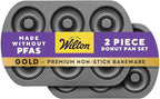 Wilton Gold Non-Stick 2 Piece Donut Pan Set, Cold-Rolled Steel Bakeware, Made without PFAS, Packaging May Vary