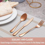 30 Pcs Rose Gold Silverware Set Service for 6, Premium Stainless Steel Flatware Set, Cutlery Utensil Set, Durable Home Kitchen Eating Tableware Set, Include Fork Knife Spoon Set, Dishwasher Safe