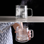 CNGLASS 10oz Glass Coffee Mugs,Double Wall Insulated Glass Mugs with Handle,Clear Espresso Mug for Latte,Cappuccino,Tea Bag,Set of 2