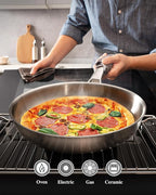 Stainless Steel Frying Pans Set,PFOA&PTFE Free Tri-Ply Skillets,Chef's Pan Set(8+10+12inch) Frying Pans for cooking,Induction Cookware Sets,Dishwasher and Oven Safe