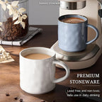 HaWare 14OZ Coffee Mugs Set of 4, Stoneware Coffee Cups with Handle, Latte Mug for Man, Woman, Dad, Mom, Modern Tea Mugs for Latte/Cappuccino/Cocoa/Milk, Dishwasher& Microwave Safe, Multicolor