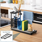 NiHome Multifunctional Kitchen Sink Caddy Organizer with Elevated Brush Holder, Quick-Drying Diatomaceous Earth Base Space-Saving Storage for Detergent Bottles, Sponges, Small Accessories
