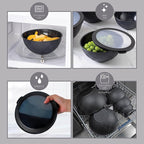 COOK WITH COLOR Mixing Bowls with Lids - 12 Piece Plastic Nesting Bowls Set includes 6 Prep Bowls and 6 Lids, Microwave Safe Mixing Bowl Set, Black Rhombus