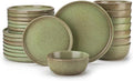 vancasso ZERMATT Dinnerware Set for 8, 24 Pieces Plates and Bowls Sets for Kitchen, Scratch Resistant Stoneware Dish Set, Dishwasher & Microwave Safe, Green