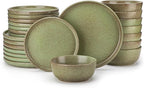 vancasso ZERMATT Dinnerware Set for 8, 24 Pieces Plates and Bowls Sets for Kitchen, Scratch Resistant Stoneware Dish Set, Dishwasher & Microwave Safe, Green