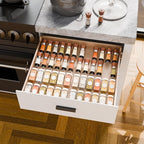 Yieach 4 Pack Adjustable In Drawer Spice Organizer - Expandable From 11" to 22" - Clear Acrylic Seasoning Organizer with Jars for Kitchen Drawer,Horizontal Tiered Kitchen Spice Organization & Tray