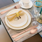 LIANYU 40 Piece Matte Copper Silverware Set, Stainless Steel Rose Gold Flatware Cutlery Set for 8, Fancy Kitchen Utensil Tableware for Home Restaurant Party, Satin Finish, Dishwasher Safe