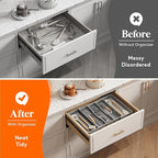Lifewit Utensil Organizer for Kitchen Drawers, Expandable Cooking Utensil Tray, Adjustable Cutlery Silverware Flatware Holder, Plastic Spatula Tools Storage Divider, 13-22 x 15", Gray