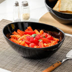 HASENSE 40oz Serving Bowls & Salad Bowls Set of 4– Large Ceramic Mixing Bowls for Kitchen, Stackable Design for Pasta, Fruit, Popcorn, Side Dishes, Soup, Microwave & Dishwasher Safe, Black