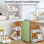Under Sink Organizer, 2 Tier Pull out Cabinet Organizer Baskets with Mesh Sliding Drawers, Slide out Storage Shelf for Home, Kitchen, Bathroom, Pantry, Office Cabinet(1 Pack, White)