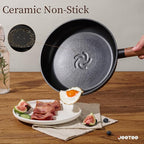 JEETEE Ceramic Cookware Set, 15 PCS Pots and Pans Set Non Stick with Removable Handles, Non Toxic Induction Kitchen Cookware Sets, Dishwasher/Oven Safe PFAS/PFOA Free Black
