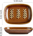 Miamolo Soap Dish for Shower, Ceramic Soap Holder Soap Dishes for Large Bar Soap Sponge, Decorative Soap Saver Tray for Bathroom Kitchen Sink Bathtub, Pro-Environment, Extend Soap Life, Dark Brown