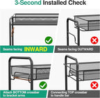 Spice Rack Organizer for Countertop,Xpatee 2-Tier Foldable Metal Rust-Proof Standing Large Seasoning Storage Shelf with Guardrail and Mesh Design for Kitchen Cabinet Bathroom Living Room Pantry, Black