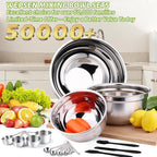 Mixing Bowls Set, 25PCS Stainless Steel Mixing Bowl with Lid Set, Large Nesting Bowls 7, 4.5, 3,2, 1.5QT, Measuring Cups and Spoons Baking Utensils Metal Bowl for Kitchen Prep