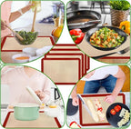 4 Pack 16.5" x 11.6" Reusable Silicone Baking Mat for Cake Pan/16 x11 Cheesecake Pan/Toaster Oven/XL Air Fryer,16" Food Grade Silicone Mat for Baking Sheet, Non-Stick&Reusable