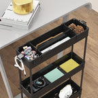 SPACELEAD Slim Storage Cart 4 Tier,Bathroom Organizer Rolling Utility,Mobile Shelving Unit Slide Out for Office, Kitchen, Laundry Room & Narrow Places,Black