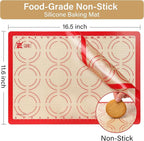 Silicone Baking Mat Set, GUANCI Grade Food Baking mats Non-Stick Reusable Pizza Bakeware Mat for Making Macaroon, Pizza, Cookie, Pastry, Bread, Brown (2PCS-RD)