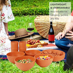 28-Piece Wheat Straw Dinnerware Sets, Microwave & Dishwasher Safe Unbreakable Dinnerware Set, Reusable Dishware Sets, Lightweight Camping Dishes, Plates, Cups, Cereal Bowls for 4(Orange)