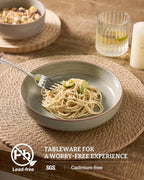 famiware Milkyway 33 oz Bowl Set, Pasta Bowls Set of 6, Salad Bowls, Double Reactive Glaze, Sturdy & Stackable, Ideal for Housewarming, Festivals, Matcha Green with Speckles