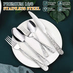 Silverware Set, 30 Pieces Vintage Carved Flatware Set for 6, Stainless Steel Cutlery Set with Knife/Fork/Spoon,Utensil Set for Home and Kitchen, Dishwasher Safe