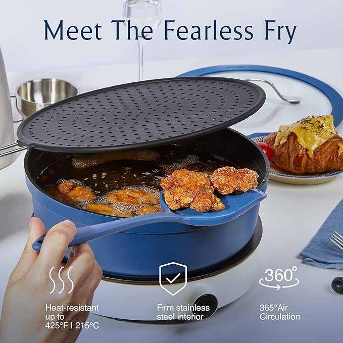 CAROTE 11-Piece Pots and Pans Set, Nonstick Cookware Set Detachable Handle, Frying Pan with Splatter Screen, Oven Safe, Induction Ready, Stackable, Blue