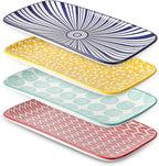 Selamica Ceramic Rectangular Serving Platters Set of 4, 12 Inch Serving Trays/Dishes for Party Entertaining, Rectangular Dinner Plates for Appetizer Salad Dessert Sushi, Assorted Colors