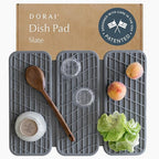 Dorai Home Dish Pad - Collapsable Stone Dish Drying Mat with Diatomaceous Earth for Quick Drying - Ultra Absorbent - Encased in Woven Silicone - Eco-Friendly, Foldable - Original 19.9"x15.2", Slate